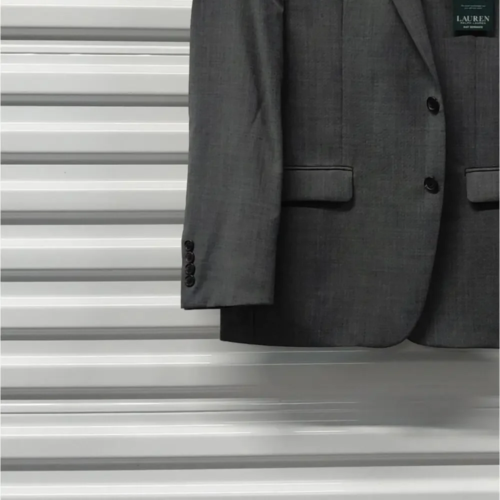Lauren Ralph Lauren Mens Blazer Sz 42R Gray Wool Blend Ultraflex Stretch Jacket